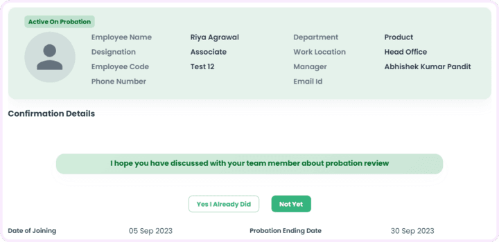 Automated notification for probation-ending review